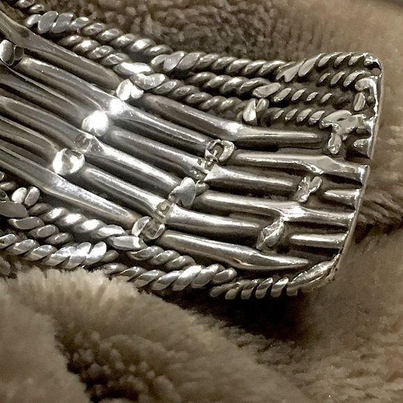 VINTAGE Sterling Silver Modern Cuff Bracelet - Picture 11 of 14